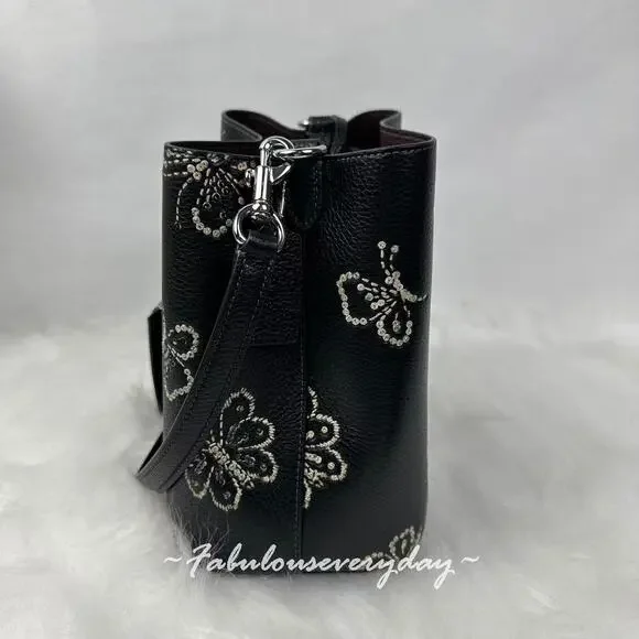 Coach Rowan Bucket Bag Crossbody With Butterfly Print In Leather/Black CCK89 NWT - Picture 4 of 6